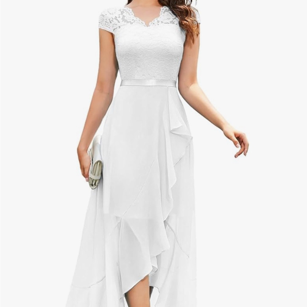 Elegant White Lace Evening Gown